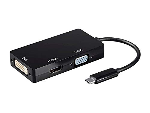 Monoprice USB Type-C to 4K HDMI, Single Link DVI, and VGA Passive Adapter,6in Cable Length, Black - Consul Series - Image 1