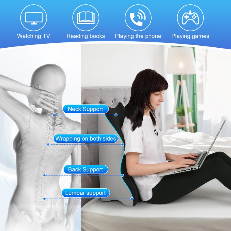 Aduken Reading Pillow for Bed, Adult Memory Foam Ergonomic Back Support Pillow for Sitting up, Prone Pillow Face Down Sleep, Wedge Pillow for Back Pain Relief - Image 5
