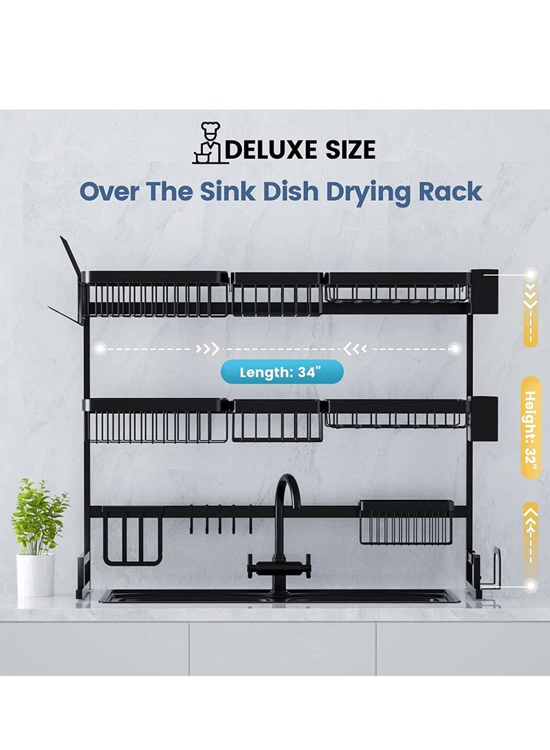 DubaiGallery 3 Layer Kitchen Rack Organizer Dish Drainer Rack Over Sink Pots Holder Bowl Dish Drain Rack Kitchen Storage Countertop Organizer - Image 4