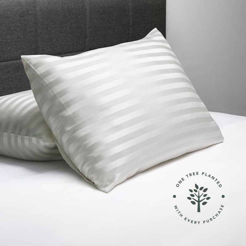 Fishers Finery Fishers Finery 30mm 100% Pure Mulberry Silk Pillowcase Set  Good Housekeeping Quality Tested (White Stripe  King  2 Pack)  - Image 3