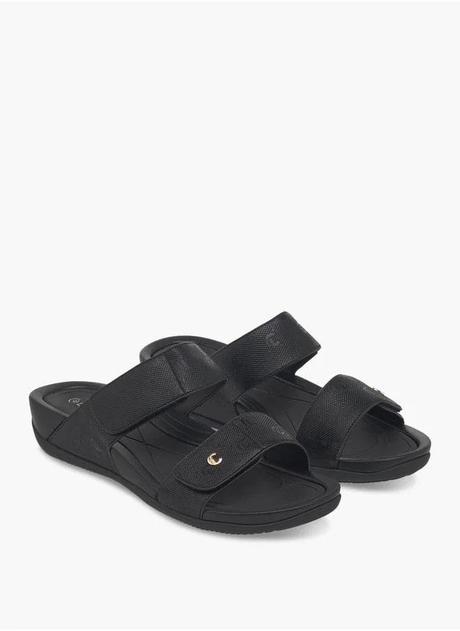 لو كونفورت Women's Velcro Strap Detail Slip-On Sandals