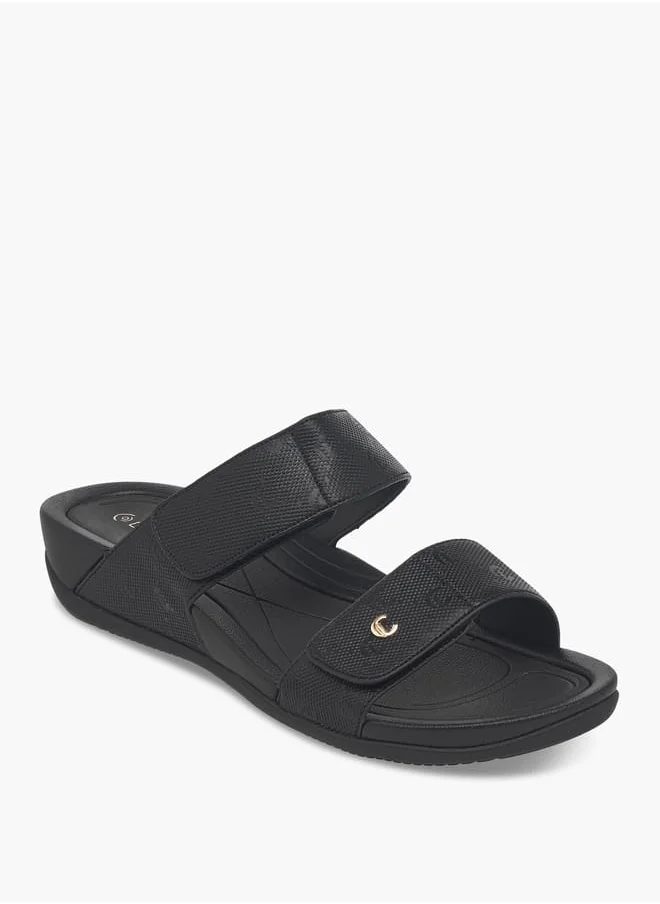 لو كونفورت Women's Velcro Strap Detail Slip-On Sandals