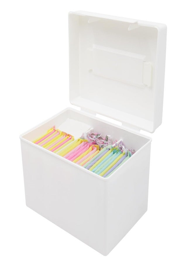 MHLLGN White Plastic Tampon Holder, Bathroom Organizer with Handle, Feminine Product Organizer, Tampon Case - Image 1