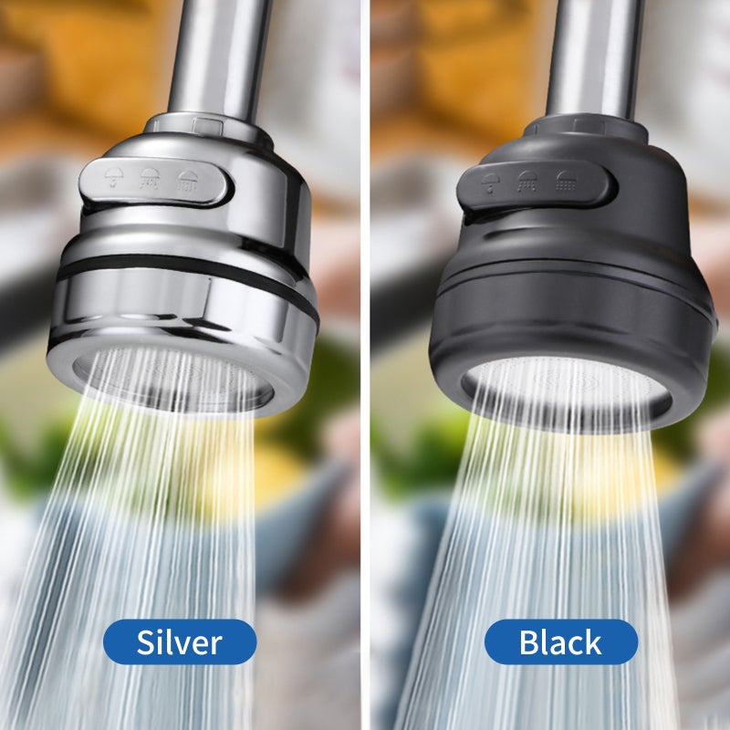 Kitchen Faucet Sprayer Black 360° Rotation 3 Modes Splash-proof Water-saving Durable Tap Head - For Kitchen Sink Dish And Vegetable Cleaning - Image 2