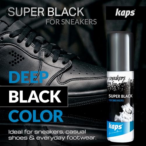 Kaps Super Black Colour Restore for Sneakers and Casual Shoes Leather and Textile 75ml 253 fl oz Black - Image 3