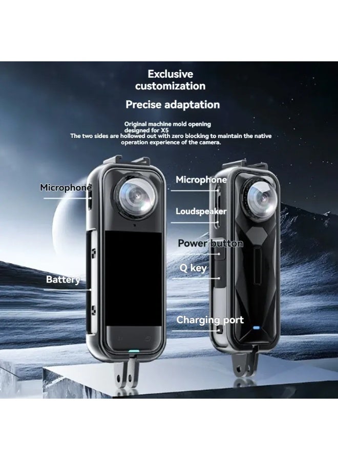 O Ozone Protective Case for Insta360 X5 |Camera Frame Cage with Adapter Mount & Screw Anti-Scratch Durable Housing Shell |Cold Shoe Mount & 1/4” Tripod Hole - Image 4