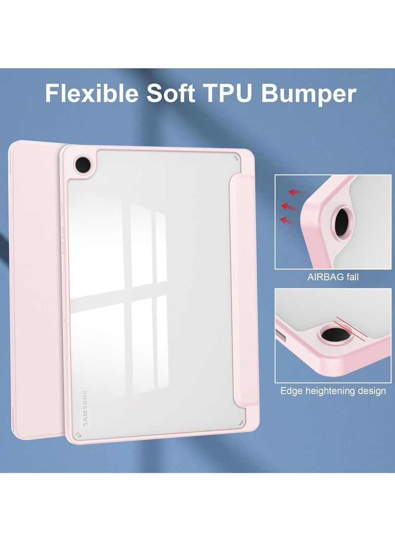 Hybrid Slim Case with Pen Holder for Samsung Galaxy Tab A9 Plus 11 Inch 2023 Model (SM-X210/X216/X218) Clear Transparent Back Shell Auto Wake/Sleep, Pink - Image 4