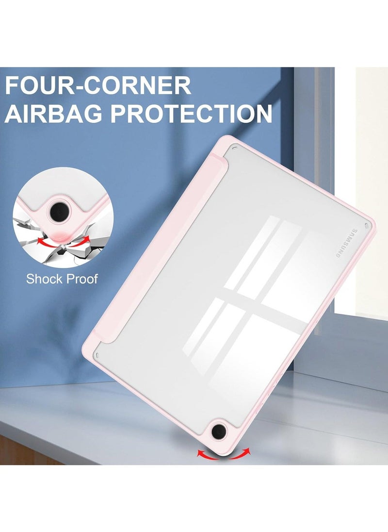 Hybrid Slim Case with Pen Holder for Samsung Galaxy Tab A9 Plus 11 Inch 2023 Model (SM-X210/X216/X218) Clear Transparent Back Shell Auto Wake/Sleep, Pink - Image 5