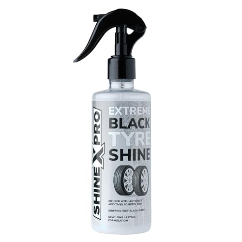 ShineXPro Bike & Car Tyre Polish 300 ml - Extreme Black Tyre Polish Spray with Long Lasting & Dirt Repellent Formulation - Ultra Wet Tyre Shiner for Car - Non-Greasy, Restores Faded Tyres - Image 1