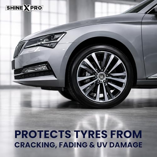 ShineXPro Bike & Car Tyre Polish 300 ml - Extreme Black Tyre Polish Spray with Long Lasting & Dirt Repellent Formulation - Ultra Wet Tyre Shiner for Car - Non-Greasy, Restores Faded Tyres - Image 5