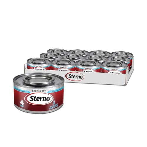 Sterno Fuel Cans - 4-Hour Burn, (12-Pack) Chafing Dish Fuel Can Burners for Food Warmer, Resealable Chafer Fuel Canned Heat, Safe Heat - Image 1