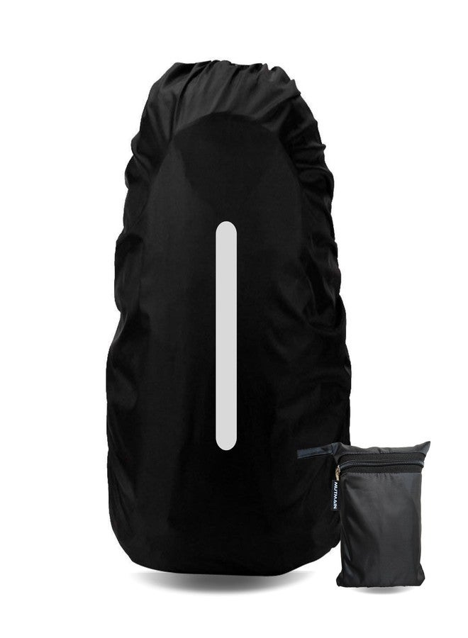 MUTMAIN غطاء حقيبة عاكس مقاوم للماء من MUTMAIN، سعة 40 لترًا إلى 50 لترًا، مطلي بمادة البولي يوريثين، مناسب لحقائب الظهر، وحقائب الكمبيوتر المحمول، والحقائب المدرسية، وحقائب الظهر، وحقائب الرحلات، وحقائب السفر، مزود بإبزيم قابل للتعديل وجيب تخزين (أسود). - Image 1