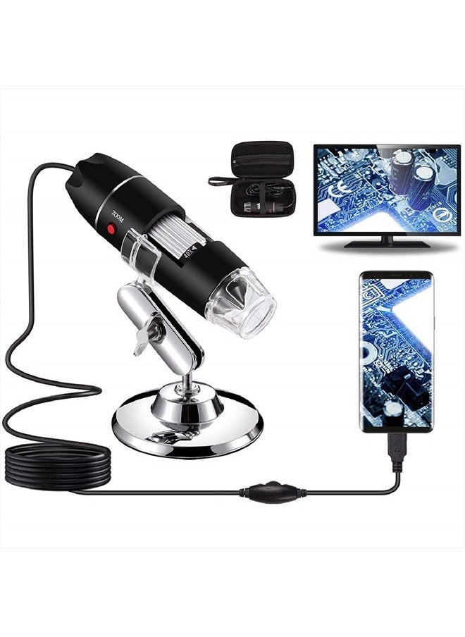 Bysameyee USB Digital Microscope 40X to 1000X, 8 LED Magnification Endoscope Camera with Carrying Case & Metal Stand, Compatible for Android Windows 7 8 10 11 Linux Mac  - Image 1