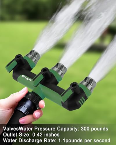 ZaakWang Garden Hose Splitter, 3 Way Hose Splitter, Heavy Duty Water Hose Bib Spigot Splitter, Outdoor Faucet Splitter with Shutoff Valve, T Adapter Connector with 3/4 - Inch GHT Thread (Green) - Image 5