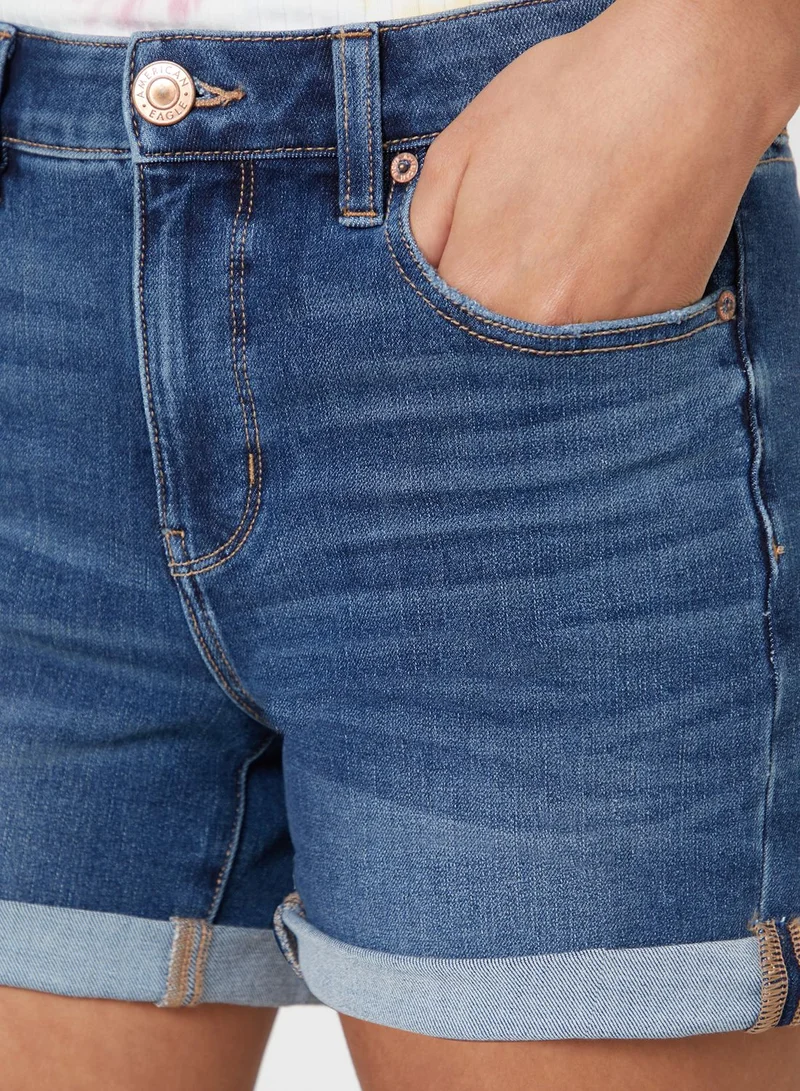 American Eagle Roll Hem Denim Shorts