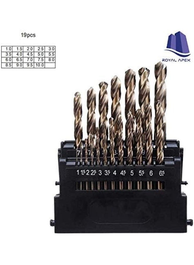 Royal Apex 19 Piece Hss Twist Drill Bit Fully Ground White Finish 431 Material-Din338 Drill Bit For Stainless Steel Metal Drilling - Image 2