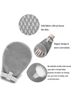 Aikanbo 2Pcs Medical Restraint Gloves，Hand Protective Gloves Zip-Up for Dementia Patients or Elderly， Bed Restraints Mitts，Limb Holder，Movement Limited Ties for Big Hands (Gray-Zip)  - Image 3