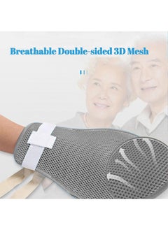 Aikanbo 2Pcs Medical Restraint Gloves，Hand Protective Gloves Zip-Up for Dementia Patients or Elderly， Bed Restraints Mitts，Limb Holder，Movement Limited Ties for Big Hands (Gray-Zip)  - Image 5