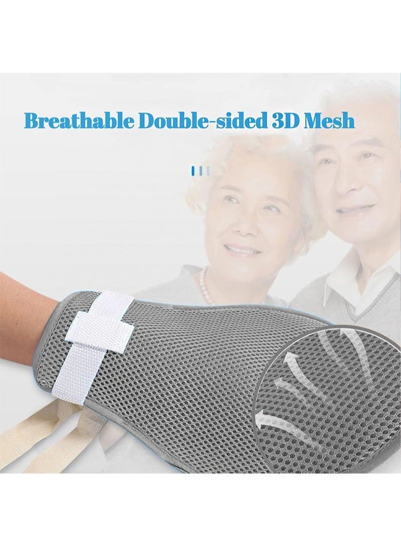 Aikanbo 2Pcs Medical Restraint Gloves，Hand Protective Gloves Zip-Up for Dementia Patients or Elderly， Bed Restraints Mitts，Limb Holder，Movement Limited Ties for Big Hands (Gray-Zip)  - Image 5
