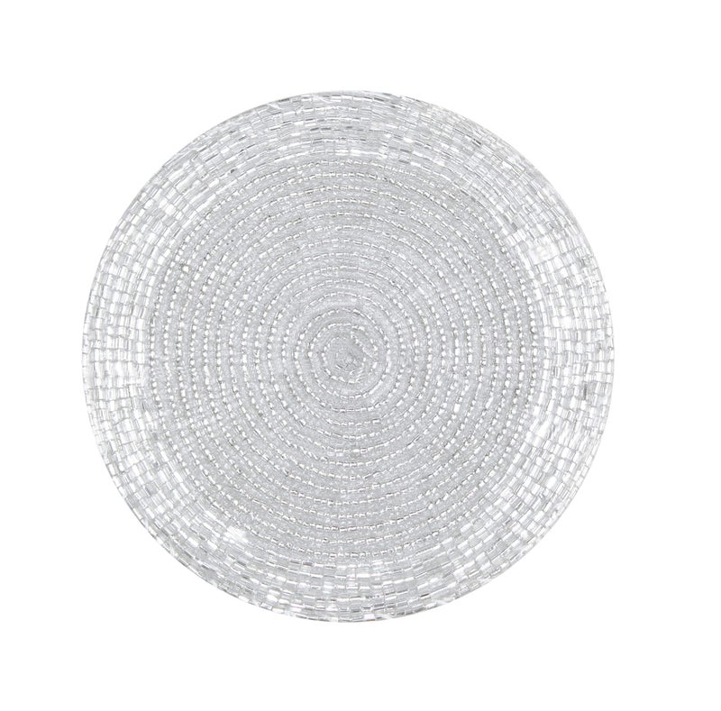 COTTON CRAFT Glitz Handmade Beaded Bar Drink Tabletop Protection Coasters - Set of 8 - Halloween Harvest Autumn Fall Thanksgiving Holiday Christmas Xmas Celebration Festive Party - 4 in Round - Silver - Image 3