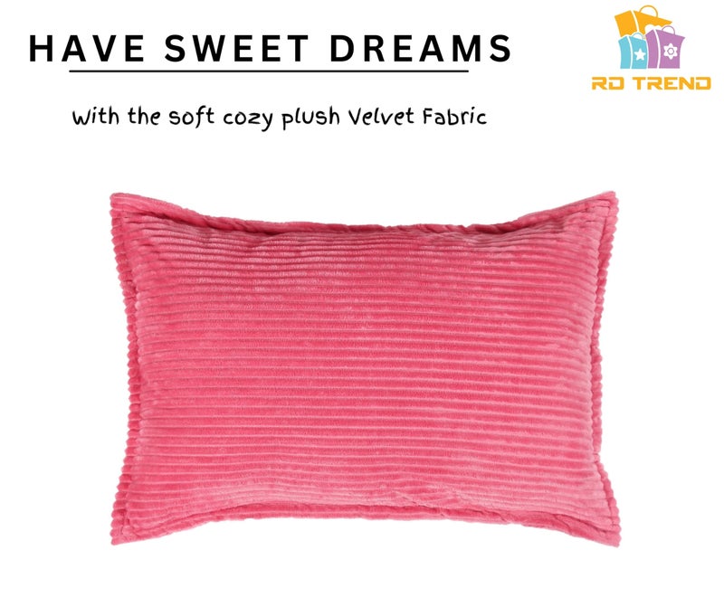 RD TREND® Presents Velvet 250 GSM Self Stripe Pillow Cover Set of 2 with Zipper, Size -18" x 28" Inches (45x71 Cm) (Salmon) - Image 5