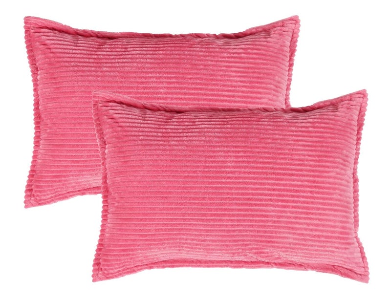 RD TREND® Presents Velvet 250 GSM Self Stripe Pillow Cover Set of 2 with Zipper, Size -18" x 28" Inches (45x71 Cm) (Salmon) - Image 1
