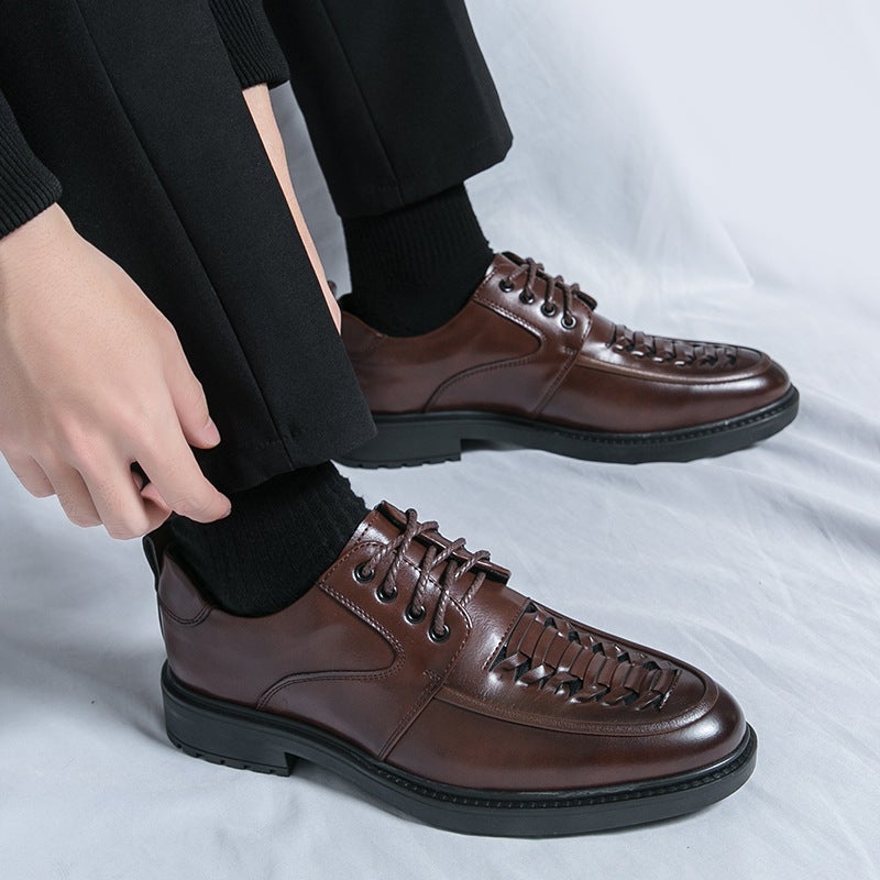 2024 Four Seasons Plus Size Men'S Low-Top Lace-Up Business Dress Shoes Korean Fashionable Fashion Groom'S Wedding Men'S Shoes - Image 4