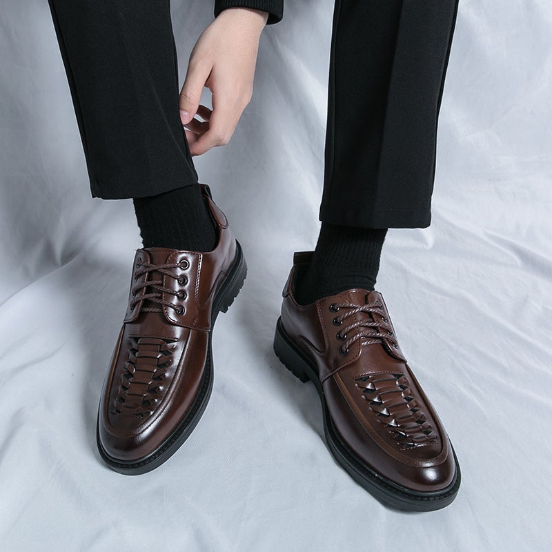 2024 Four Seasons Plus Size Men'S Low-Top Lace-Up Business Dress Shoes Korean Fashionable Fashion Groom'S Wedding Men'S Shoes - Image 2