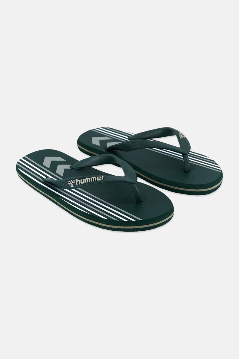 Hummel Kids Boy Brand Logo Flip Flop Slippers, Green  - Image 1