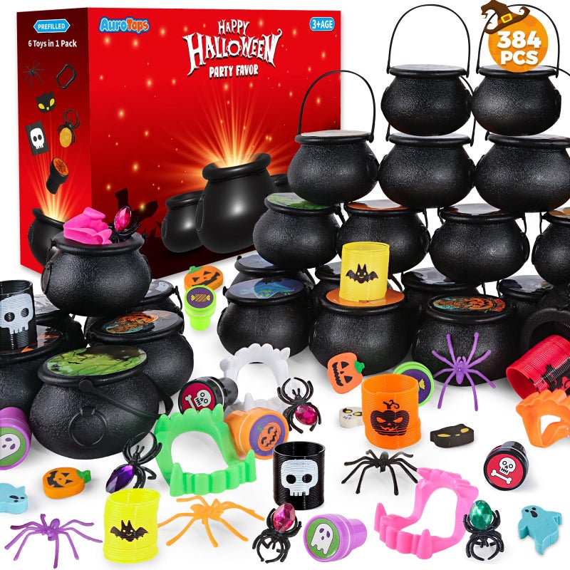 AuroTops Halloween Party Favor for Kids 48 Pack Prefilled Small Plastic Witch Cauldron Halloween Miniatures Novelty Toy in Bulk Halloween Trick or Treat Toys Prizes Rewards Gifts Miniatures for Kids - Image 2