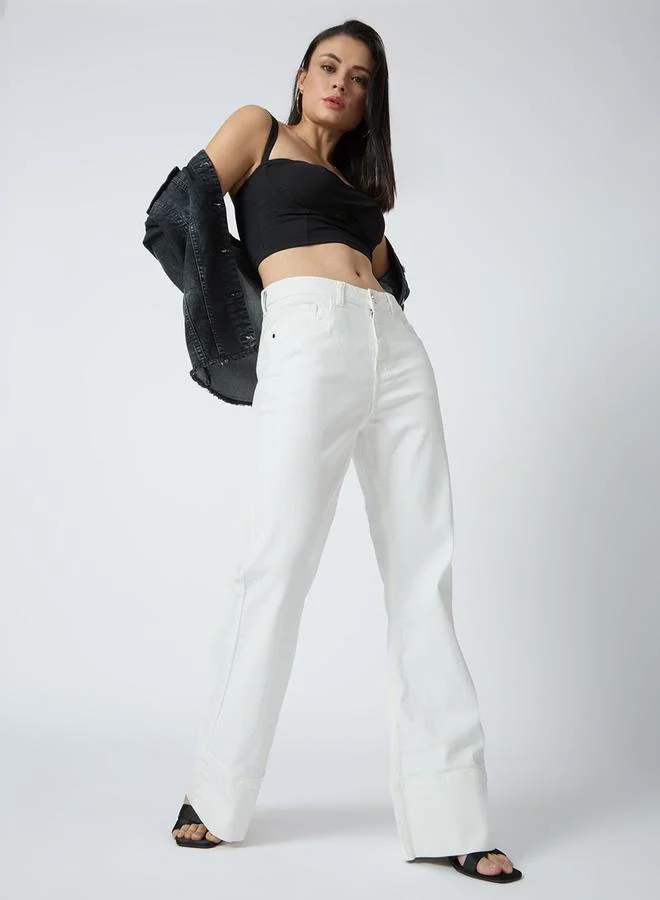 globus White Cotton Stretch Bootcut Jeans