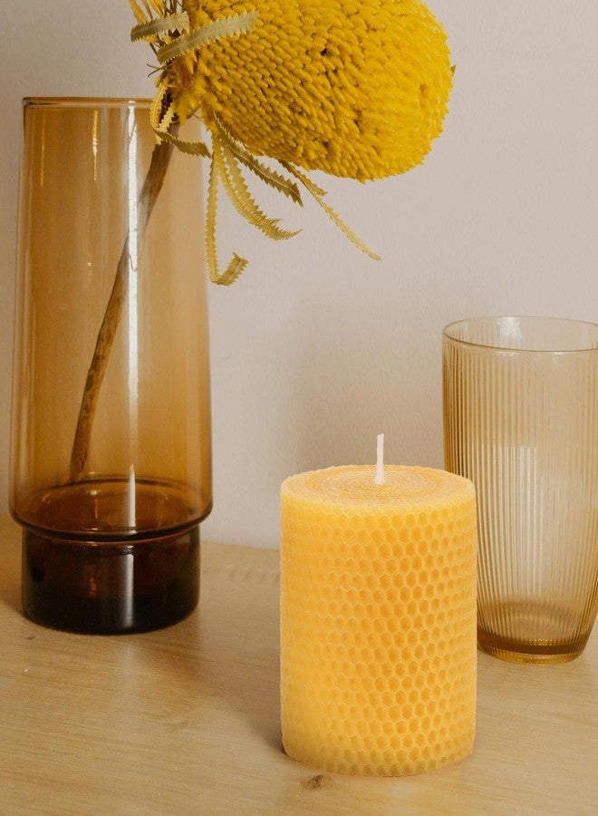 ENCANLIGHT 2 Pack Pure 3x3 inch Rolled Beewaxs Candle - 9 Hours Long Burning Honaycomb Candles, Dripless and Smokeless for Home Decor Party Wedding Dinner - Image 5