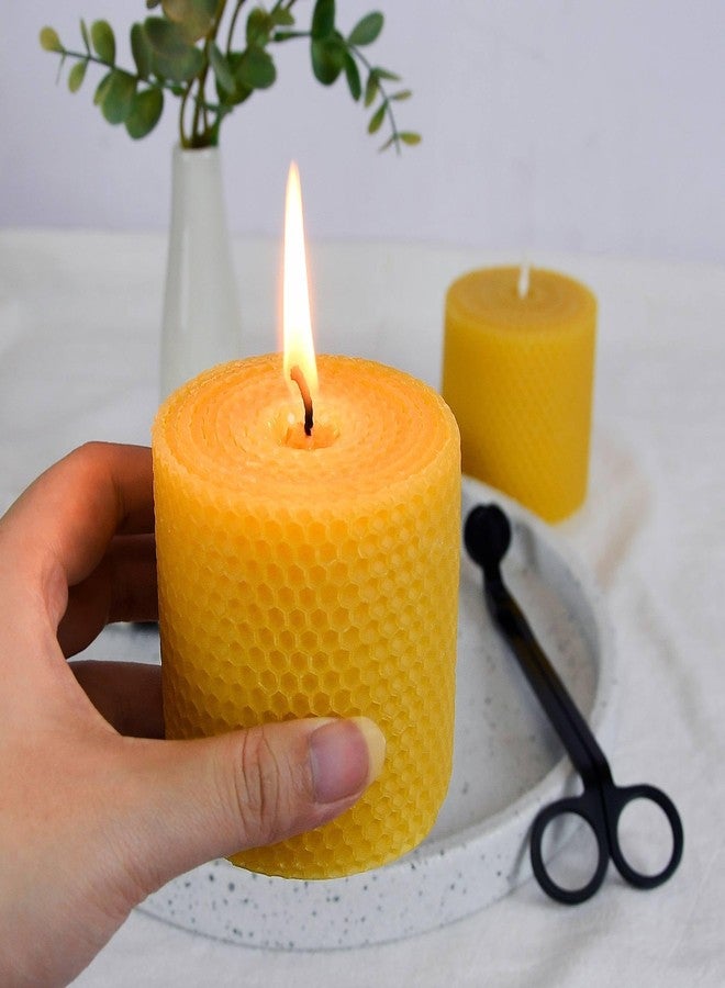 ENCANLIGHT 2 Pack Pure 3x3 inch Rolled Beewaxs Candle - 9 Hours Long Burning Honaycomb Candles, Dripless and Smokeless for Home Decor Party Wedding Dinner - Image 4