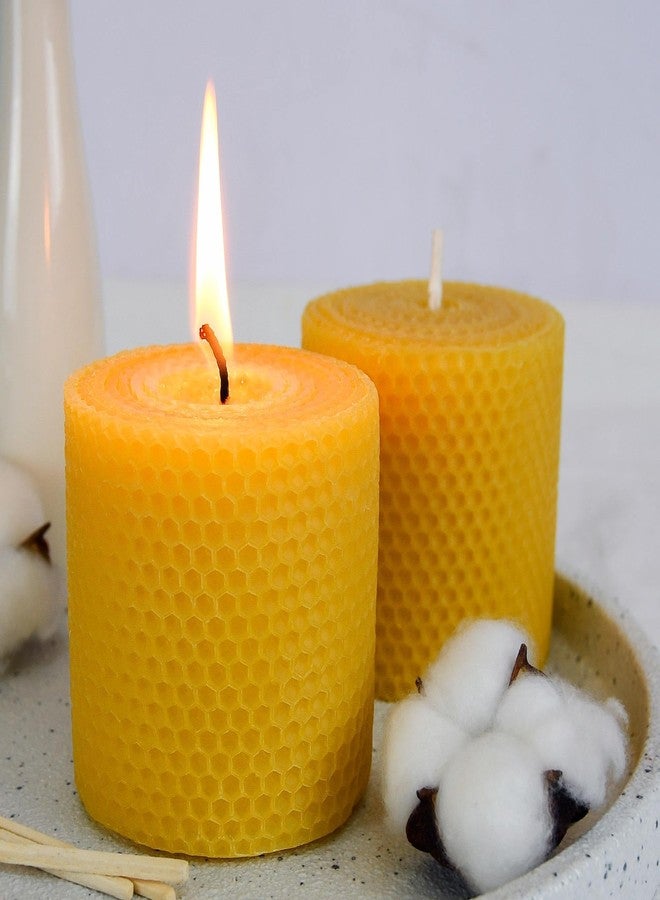 ENCANLIGHT 2 Pack Pure 3x3 inch Rolled Beewaxs Candle - 9 Hours Long Burning Honaycomb Candles, Dripless and Smokeless for Home Decor Party Wedding Dinner - Image 3