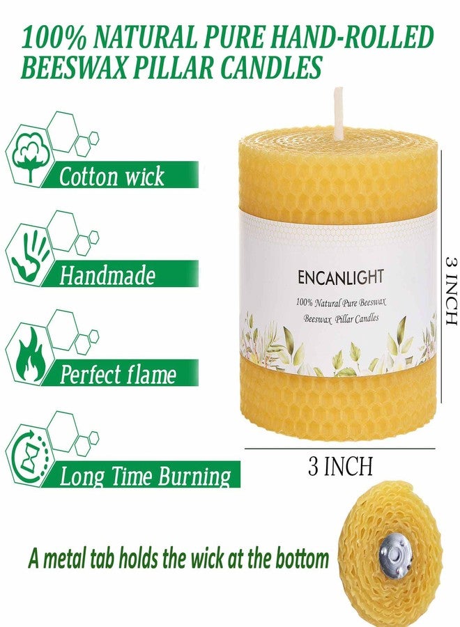 ENCANLIGHT 2 Pack Pure 3x3 inch Rolled Beewaxs Candle - 9 Hours Long Burning Honaycomb Candles, Dripless and Smokeless for Home Decor Party Wedding Dinner - Image 2