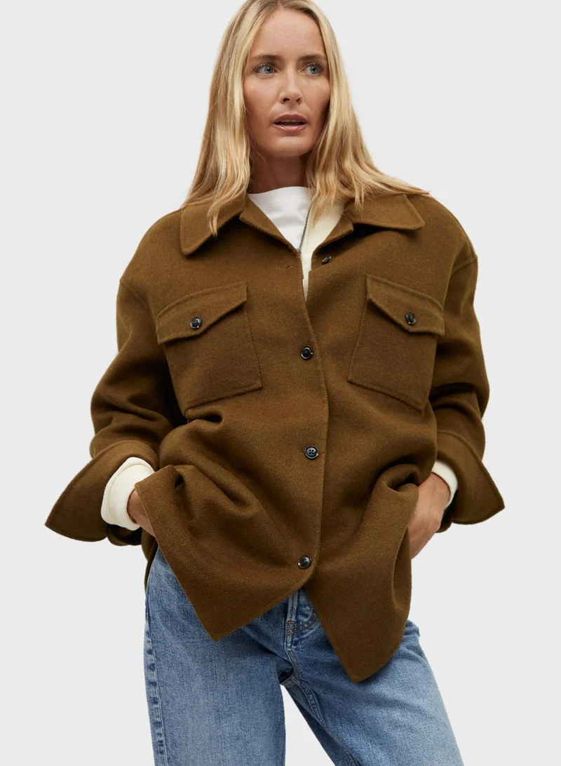 MANGO Pocket Detail Oversized Jacket
