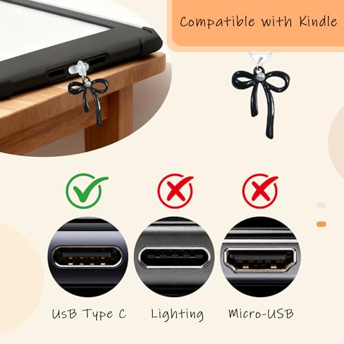 JINGSEN Cute Case Insert Cards Set for Kindle,6 Book-Themed Designs with Charms Set for Kindle and USB-C Dust Plugs,for 11th/12th Generation,6.8 x 4.8 inches(Black) - Image 4