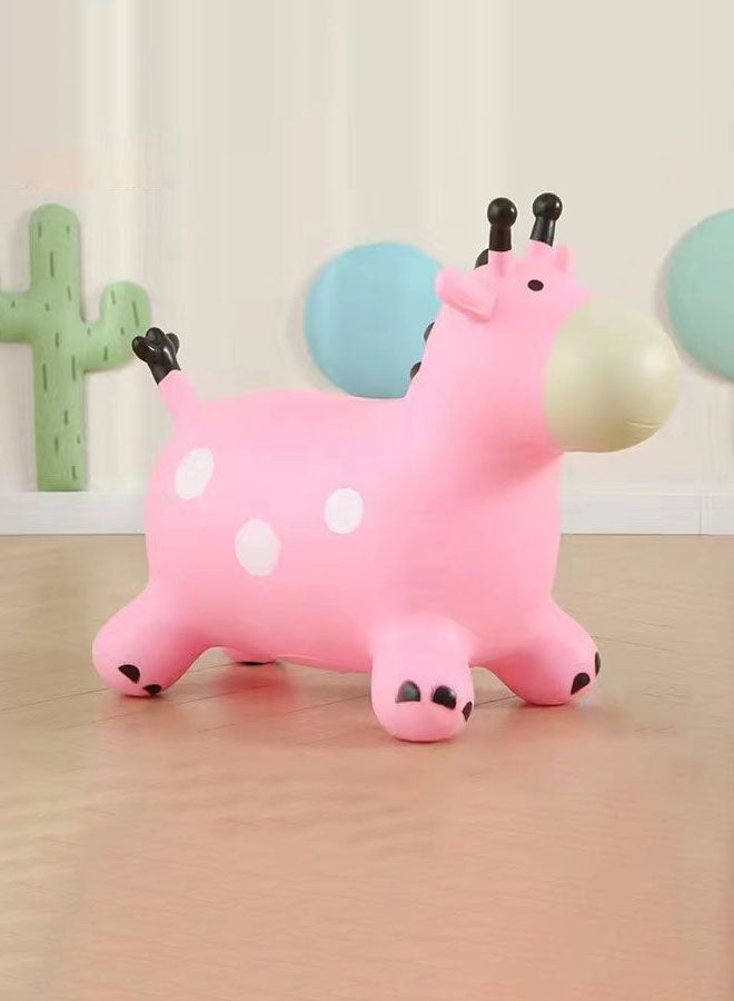 Hanayo لعبة قفز للأطفال لعبة قابلة للنفخ على شكل زرافة كرة قفز مع مقبض حيوان قابل للنفخ بدعم بأربعة أرجل (وردي) - Image 5