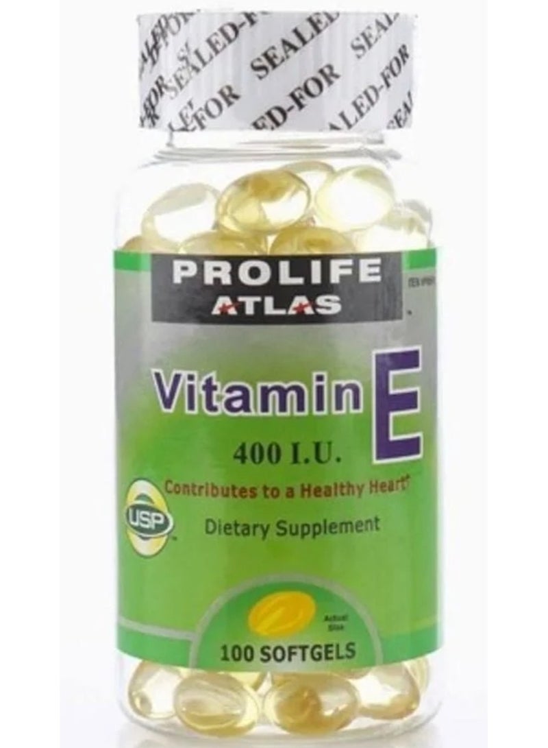 أطلس بروليف أطلس فيتامين هـ 400 وحدة دولية × 100 كبسولة هلامية - Image 1