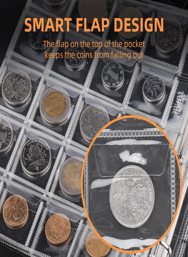 JUNDUN Fireproof Coin Collection Album for Collectors, 300 Pockets Coins Collecting Album & 36 Sleeves Money Storage Case for Coin Currency Collection Supplies, Bill, Pennies, Quarters, Stamp,F65C001B - Image 5