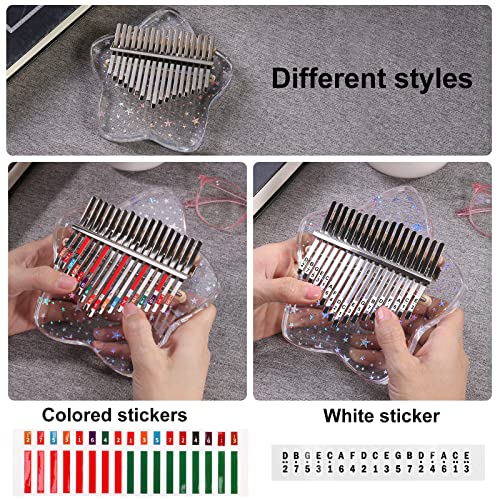 Beveetio Clear Kalimba Thumb Piano With Eva Protective Case, Transparent Crystal Kalimba 17 Key, Musical Instrument Gifts, Rainbow Star Finger Piano, Acrylic Mbira… - Image 4
