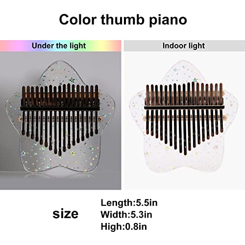 Beveetio Clear Kalimba Thumb Piano With Eva Protective Case, Transparent Crystal Kalimba 17 Key, Musical Instrument Gifts, Rainbow Star Finger Piano, Acrylic Mbira… - Image 2