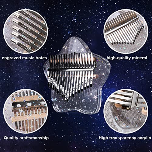 Beveetio Clear Kalimba Thumb Piano With Eva Protective Case, Transparent Crystal Kalimba 17 Key, Musical Instrument Gifts, Rainbow Star Finger Piano, Acrylic Mbira… - Image 3