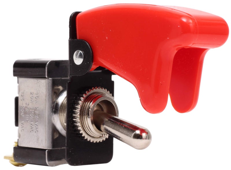 Fastronix SPST ONOff Heavy Duty ACDC 20A Toggle Switch with Red Aircraft Safety Cover