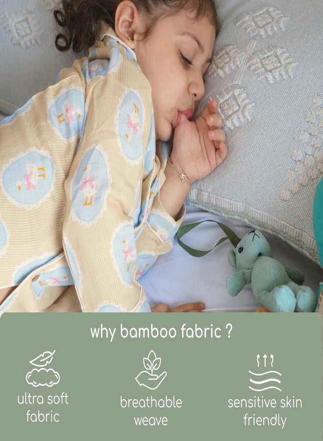 Cocoon Care Muslin Cotton Printed Night Suit for Boys and Girls | Sleepwear for Babies | Winter Pajama Set for Kids | Night wear for Baby | 6-12M | Yellow - Image 5