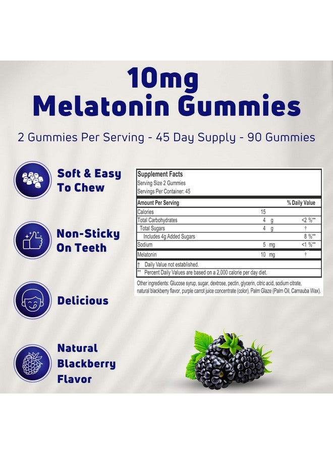 NUELATION NUELATION 10mg Melatonin Gummies for Adults 90 Count, 45 Days Supply. Gelatin-Free, Vegetarian. Support Sleep, Relaxation, Focus, Energy Rejuvenation  - Image 3