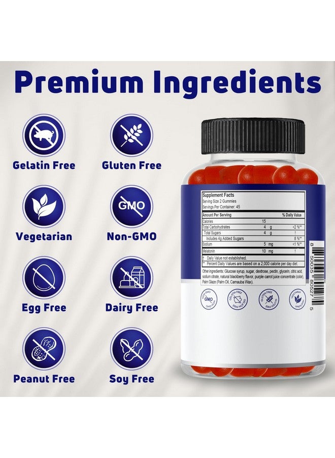 NUELATION NUELATION 10mg Melatonin Gummies for Adults 90 Count, 45 Days Supply. Gelatin-Free, Vegetarian. Support Sleep, Relaxation, Focus, Energy Rejuvenation  - Image 4