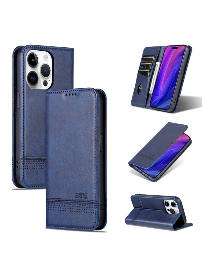 Case For iPhone 15 Pro Magnetic Calf Texture Flip Leather Phone Case