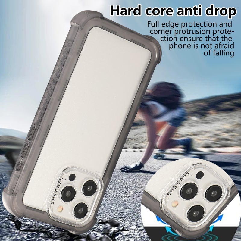 HuHa Protective Cover For iPhone 16 Transparent Matte TPU Hybrid PC 3-in-1 Phone Case(Grey) - Image 5