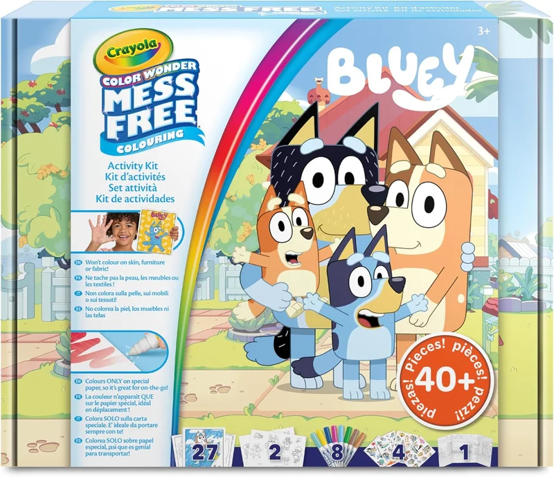 Crayola Crayola - Color Wonder, Activity Set 40+ pieces, with coloring pages, stain-free felt-tip pens, stickers, pop-up figures, Bluey, creative activity for kids, age 3,4,5 years